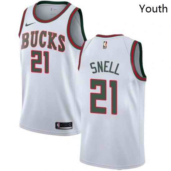 Youth Nike Milwaukee Bucks 21 Tony Snell Swingman White Fashion Hardwood Classics NBA Jersey